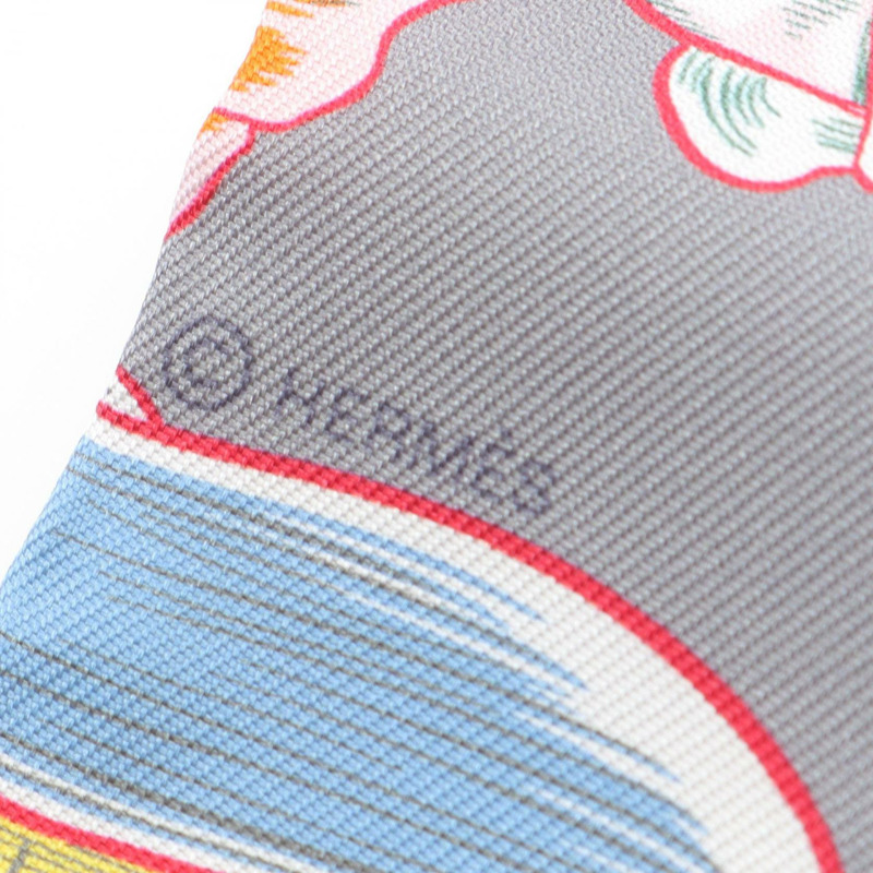 HERMES Twilly DRESSE CODE 圍巾 絲綢 灰色 多色 二手 女士-1