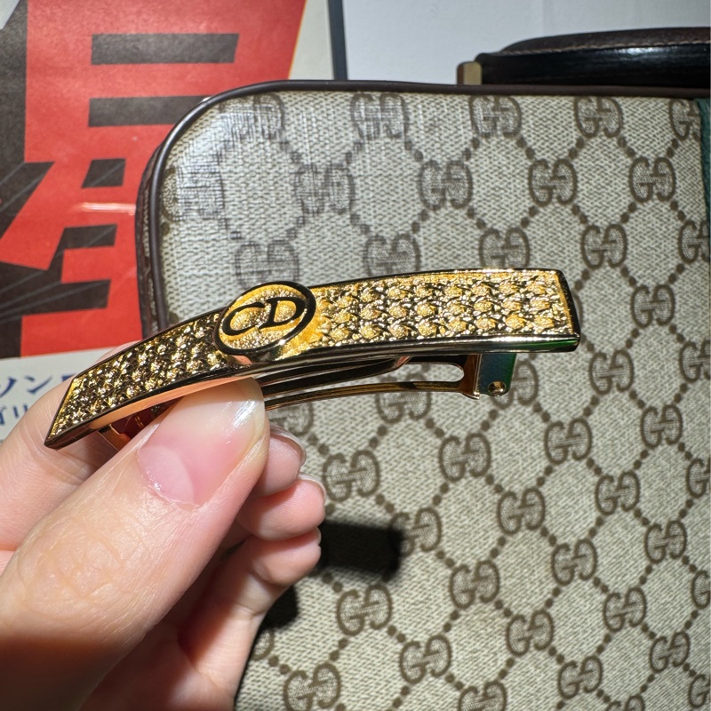 未使用品 90-00年代 Christian Dior Cannage 籐格紋髮夾 Lady Dior-12