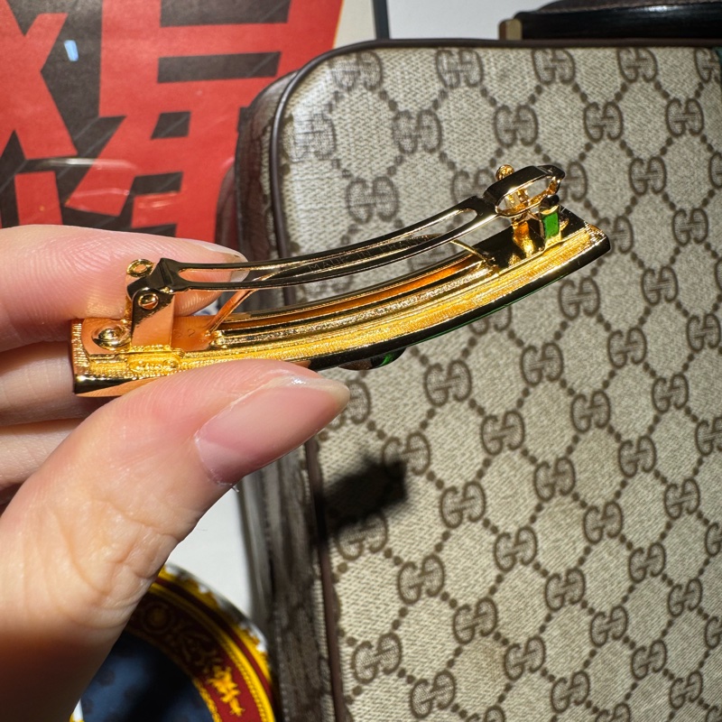 未使用品 90-00年代 Christian Dior Cannage 籐格紋髮夾 Lady Dior-13