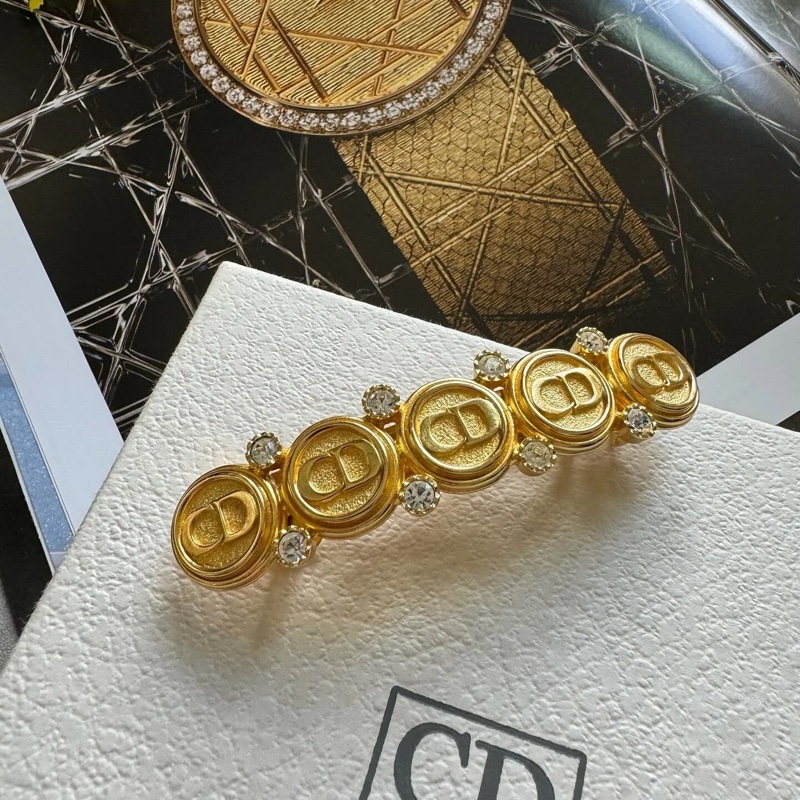 未使用品 Christian Dior CD logo 水鑽髮夾 閃石髮夾-0