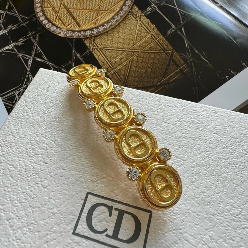 未使用品 Christian Dior CD logo 水鑽髮夾 閃石髮夾-5