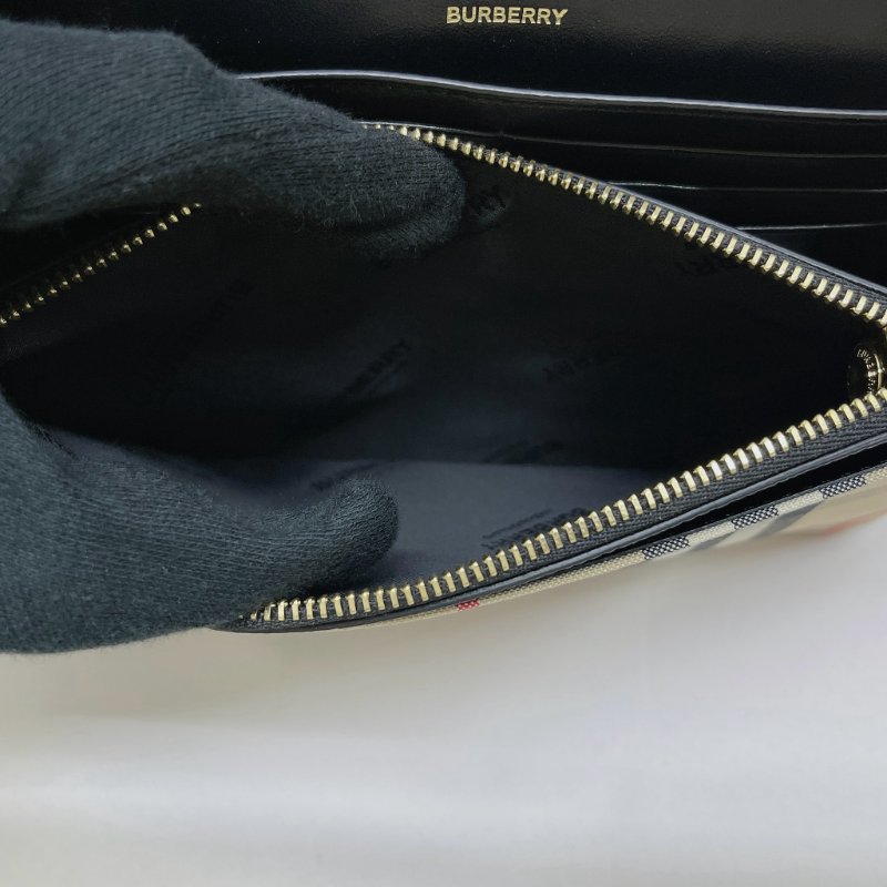 BURBERRY Vintage荔紋牛拼接格紋斜背包-5