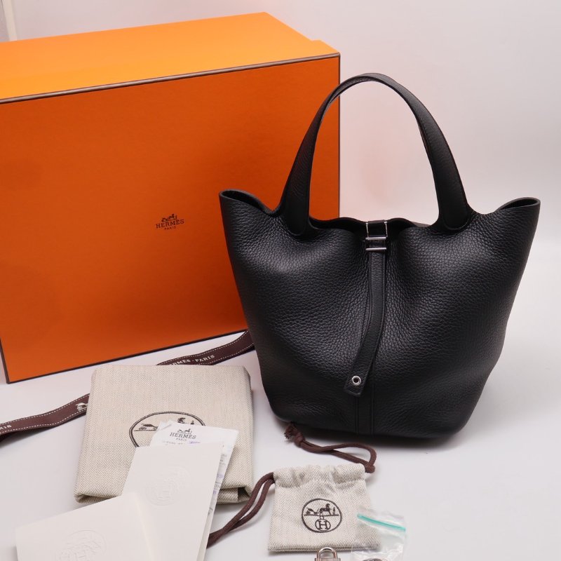 HERMES Picotin 22 - 黑銀-6