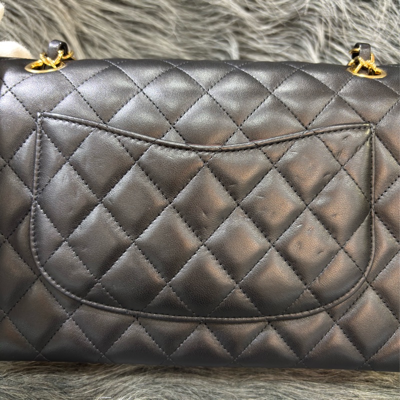CHANEL A01112 25 COCO CF 黑色羊皮 金鍊 肩背包 口蓋包-10