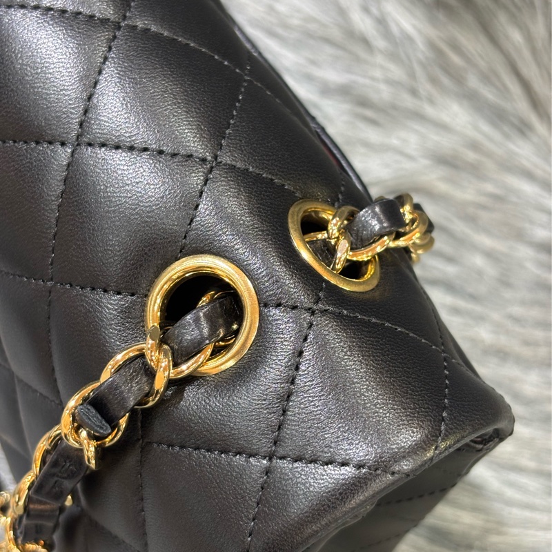 CHANEL A01112 25 COCO CF 黑色羊皮 金鍊 肩背包 口蓋包-13