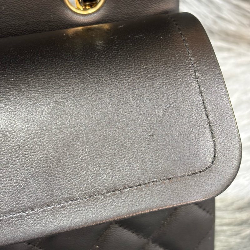 CHANEL A01112 25 COCO CF 黑色羊皮 金鍊 肩背包 口蓋包-23