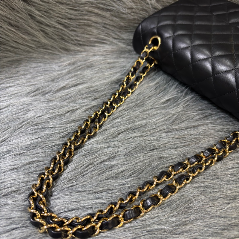 CHANEL A01112 25 COCO CF 黑色羊皮 金鍊 肩背包 口蓋包-43