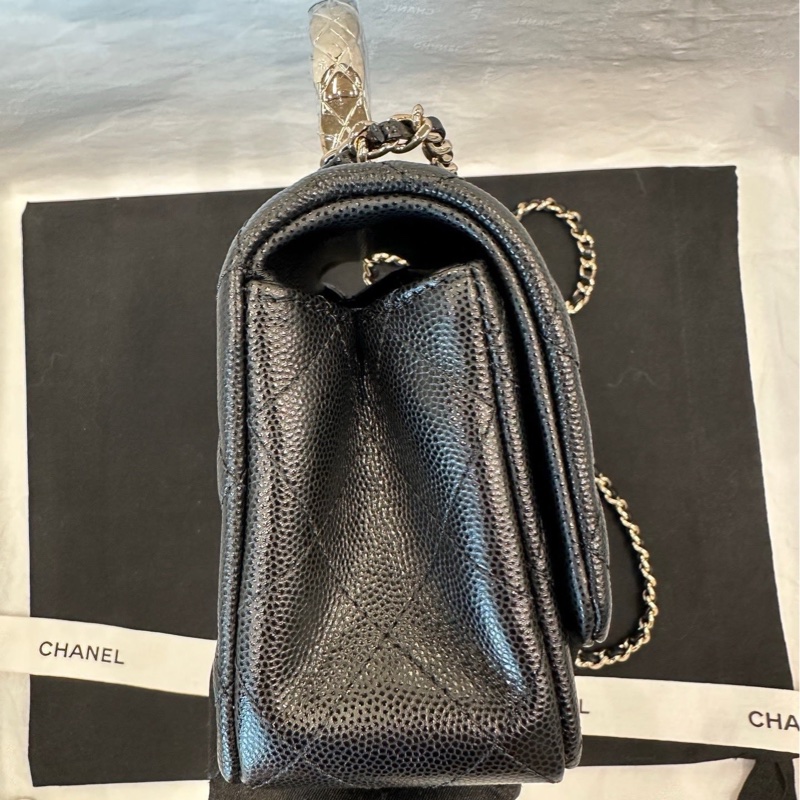 香奈兒 chanel 25s coco crush handle 菱格紋手柄 小號 方胖子 黑色 金鍊 手袋斜挎包-4