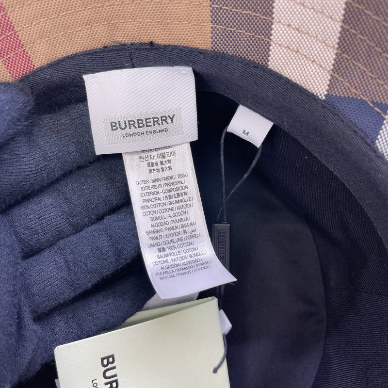 BURBERRY 全新經典皮革邊格紋漁夫帽-8