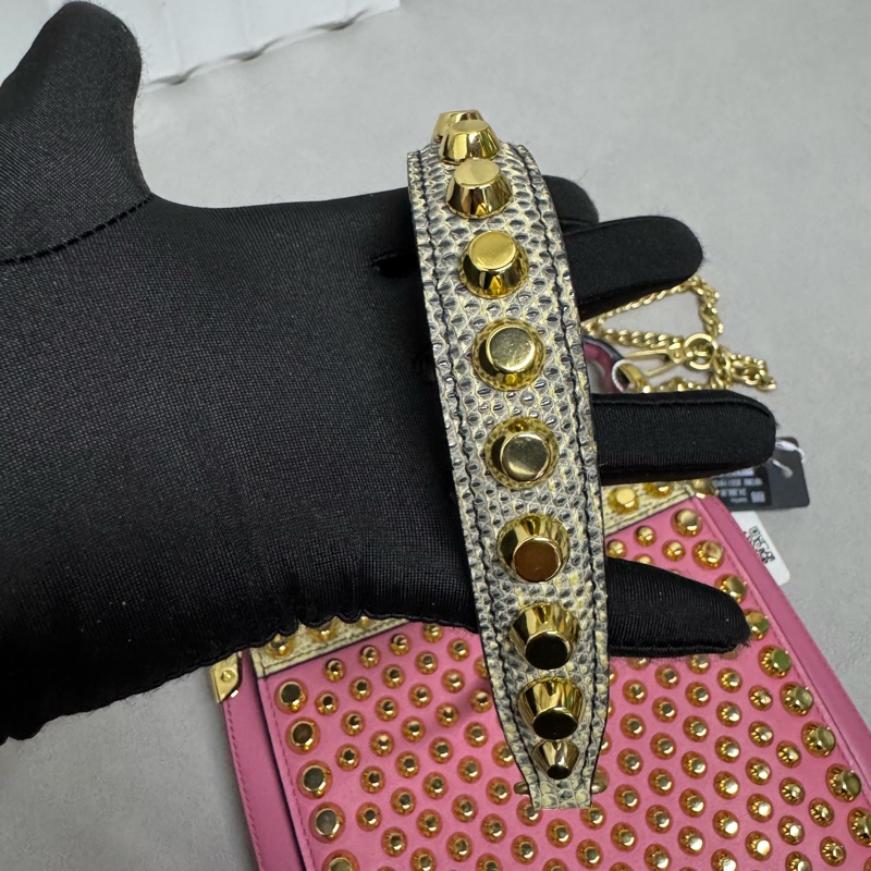 Prada / 普拉达 Margit 粉色小號鉚釘手袋-2