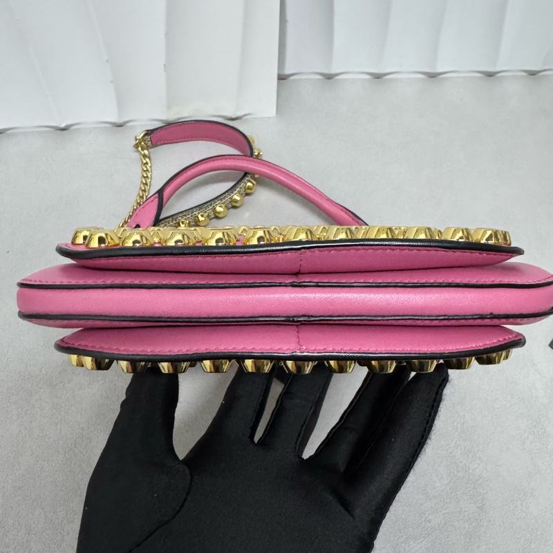 Prada / 普拉达 Margit 粉色小號鉚釘手袋-4