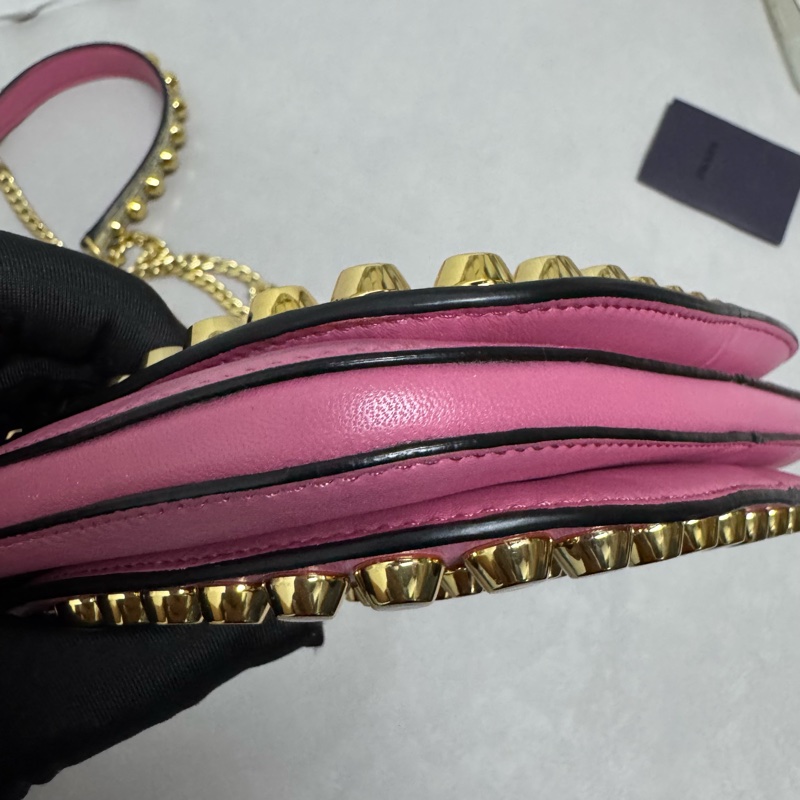 Prada / 普拉达 Margit 粉色小號鉚釘手袋-10