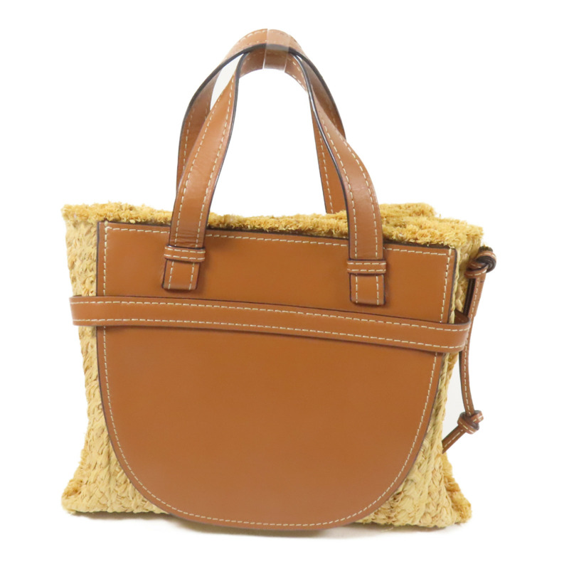 LOEWE Raffia/牛皮皮革Gate Tote Bag金扣手挽肩背兩用袋-1