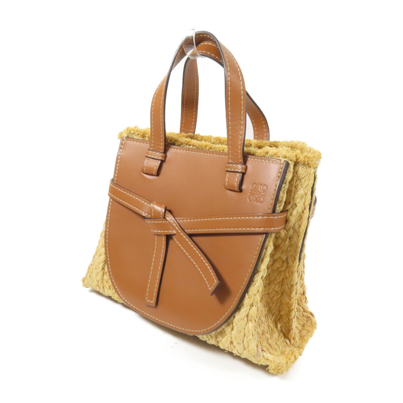 LOEWE Raffia/牛皮皮革Gate Tote Bag金扣手挽肩背兩用袋-2