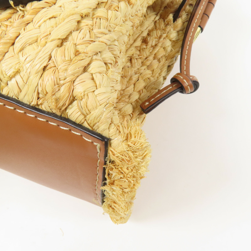 LOEWE Raffia/牛皮皮革Gate Tote Bag金扣手挽肩背兩用袋-12
