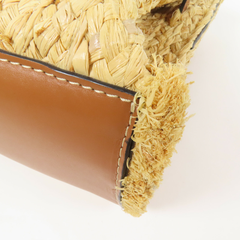 LOEWE Raffia/牛皮皮革Gate Tote Bag金扣手挽肩背兩用袋-13