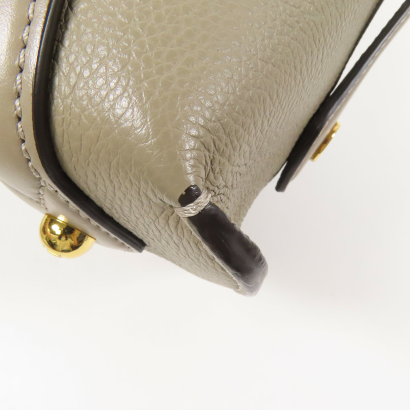 FENDI 牛皮皮革Boston 365金扣手挽肩背兩用袋米-15