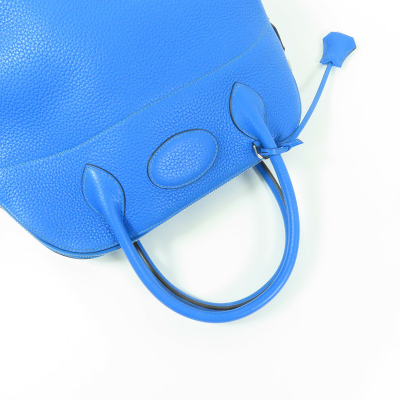 HERMES Clemence皮革Bolide 31銀扣手挽肩背兩用袋/Bleu Zanzibar-5