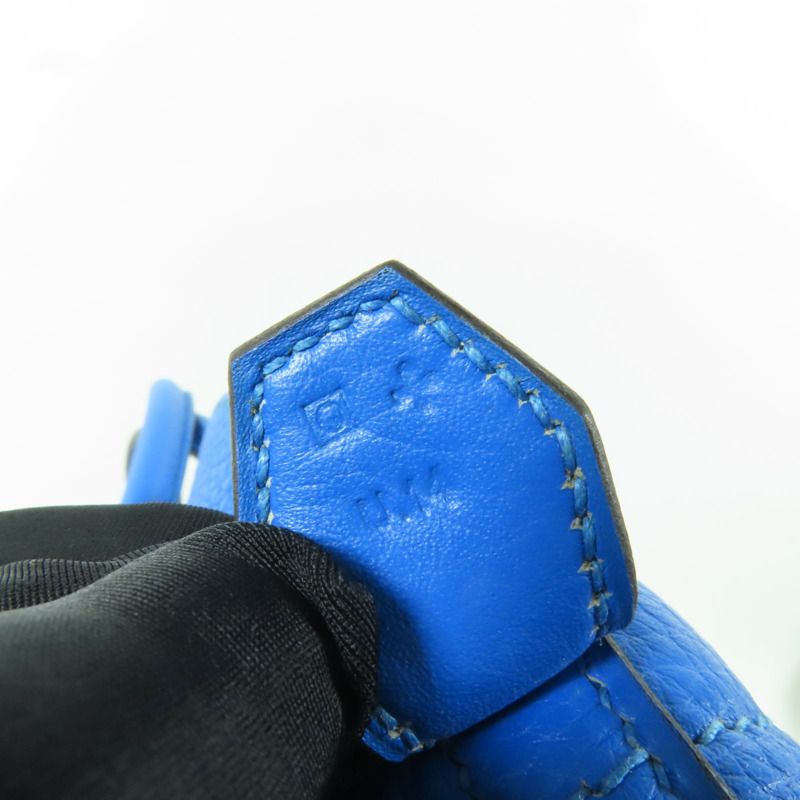 HERMES Clemence皮革Bolide 31銀扣手挽肩背兩用袋/Bleu Zanzibar-11