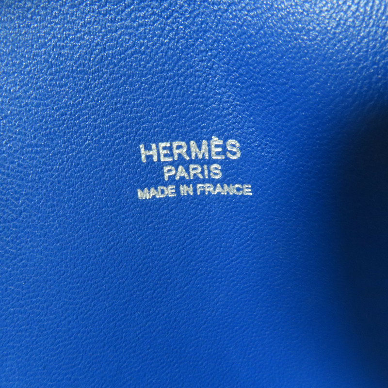 HERMES Clemence皮革Bolide 31銀扣手挽肩背兩用袋/Bleu Zanzibar-12