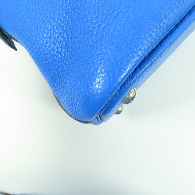 HERMES Clemence皮革Bolide 31銀扣手挽肩背兩用袋/Bleu Zanzibar-17