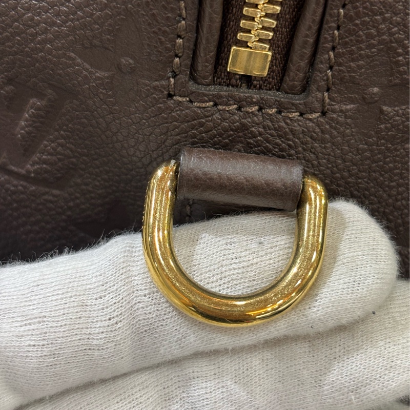 LV M40761 SPEEDY25 咖啡色荔枝皮 原花老花字紋 手提包波士頓包斜背包肩背包 美品-6