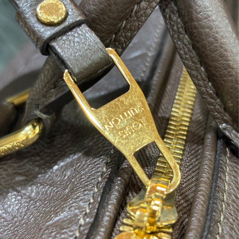 LV M40761 SPEEDY25 咖啡色荔枝皮 原花老花字紋 手提包波士頓包斜背包肩背包 美品-10