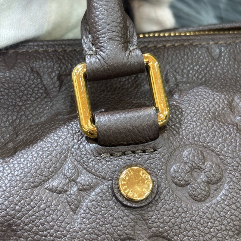 LV M40761 SPEEDY25 咖啡色荔枝皮 原花老花字紋 手提包波士頓包斜背包肩背包 美品-13