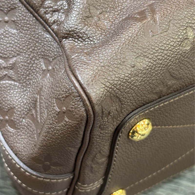 LV M40761 SPEEDY25 咖啡色荔枝皮 原花老花字紋 手提包波士頓包斜背包肩背包 美品-16