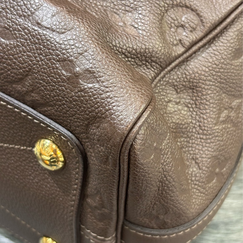 LV M40761 SPEEDY25 咖啡色荔枝皮 原花老花字紋 手提包波士頓包斜背包肩背包 美品-17