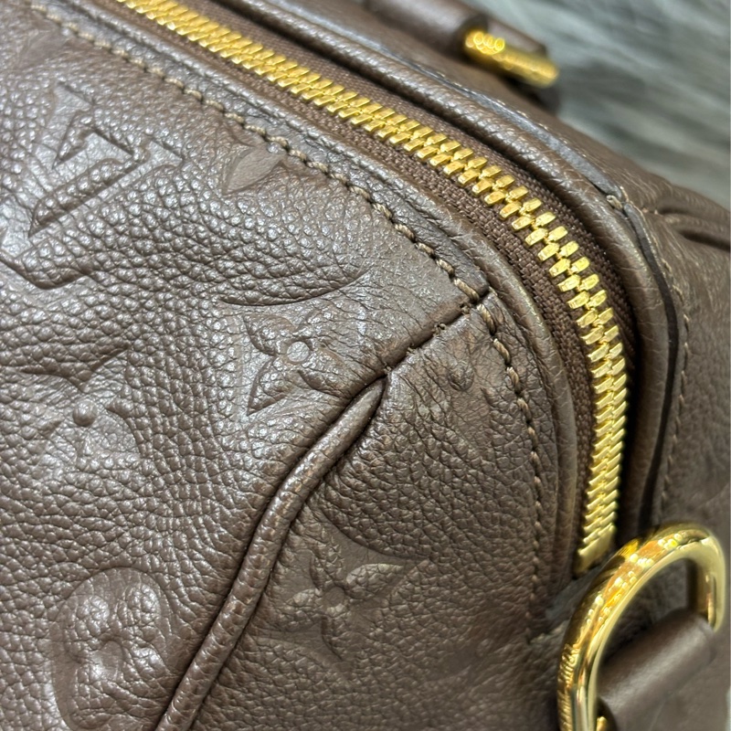 LV M40761 SPEEDY25 咖啡色荔枝皮 原花老花字紋 手提包波士頓包斜背包肩背包 美品-23