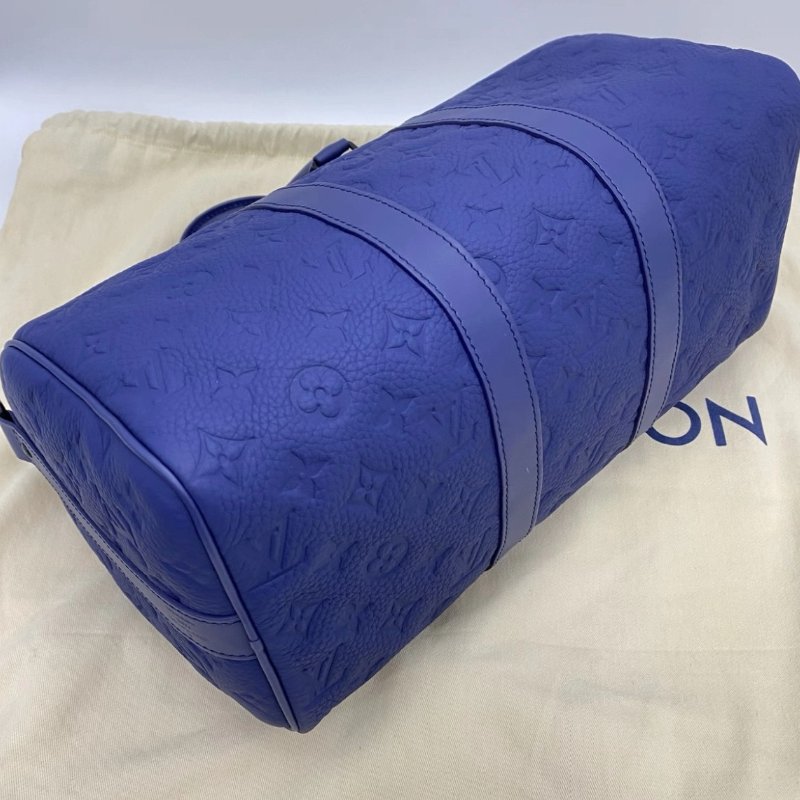 LV藍色壓紋keepall35手提斜背旅行袋芯片款35*21*16.5 全新閒置配件塵袋-2