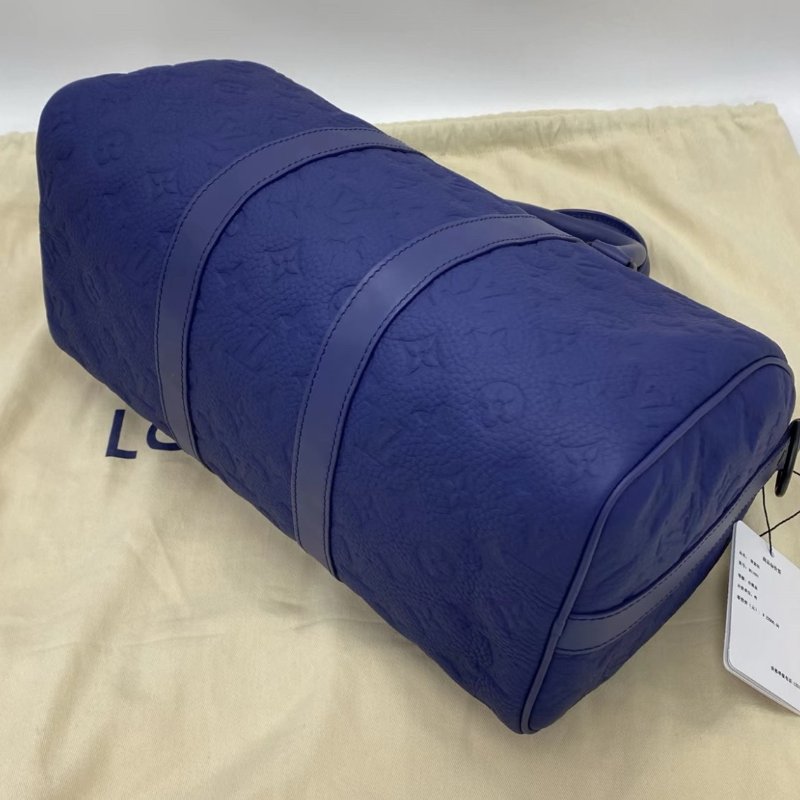 LV藍色壓紋keepall35手提斜背旅行袋芯片款35*21*16.5 全新閒置配件塵袋-2