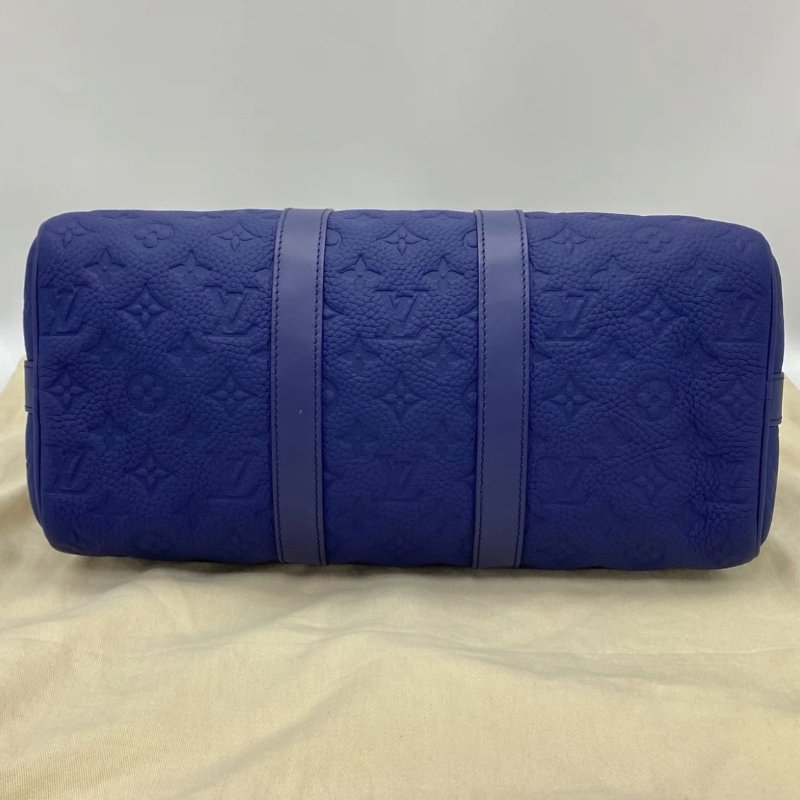 LV藍色壓紋keepall35手提斜背旅行袋芯片款35*21*16.5 全新閒置配件塵袋-3