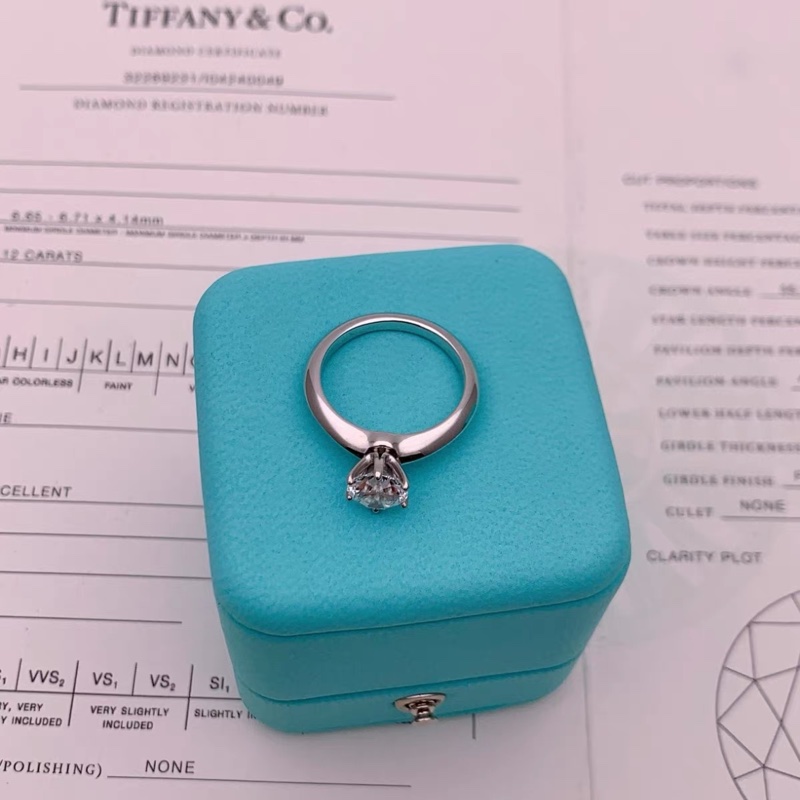 Tiffany蒂芙尼鉑金六爪鑽戒 1.12克拉、E色、VS2 全套帶票-6