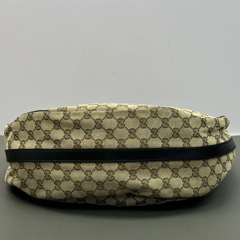 GUCCI 棕色老花雙G肩背腋下月亮包44*36*15 98新-3