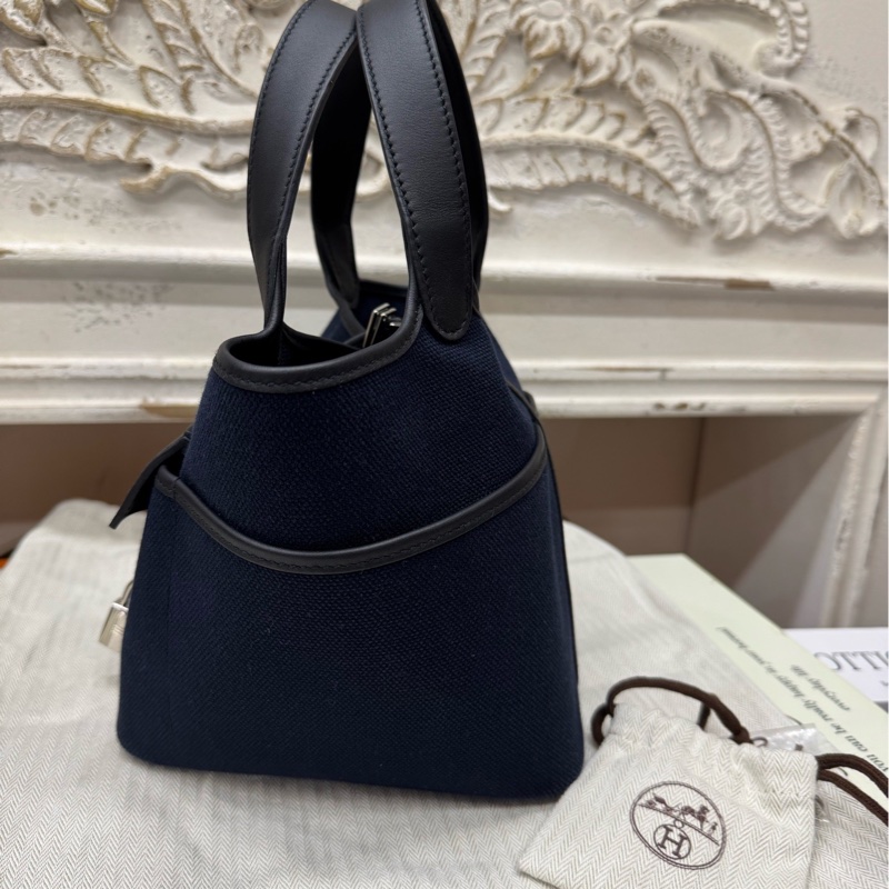 Hermes 爱马仕 蓝色拼黑色cargo 菜篮子18 U刻-3