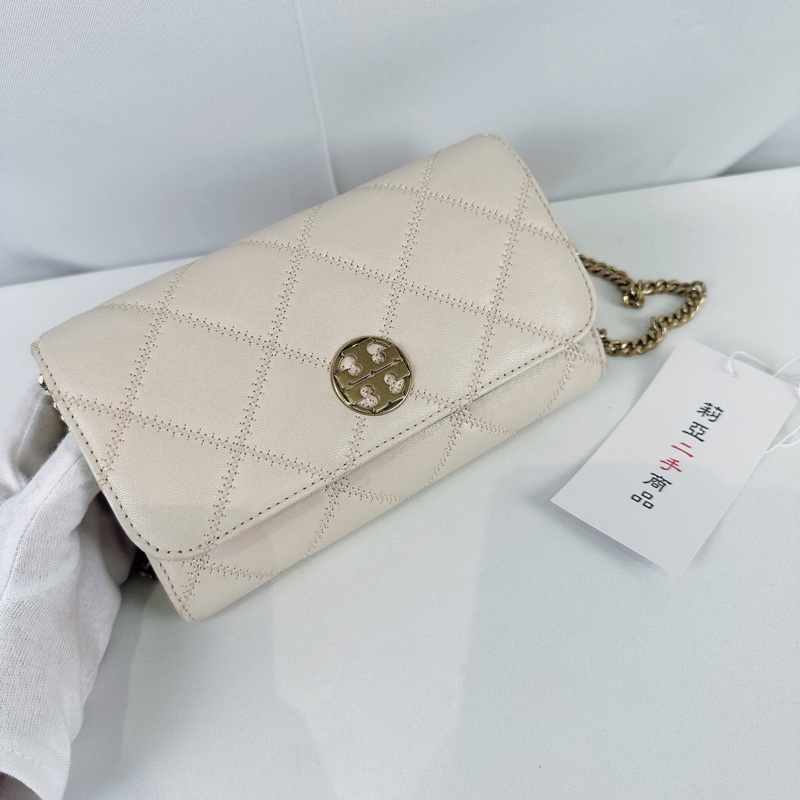 莉亞精品♡ TB woc奶白斜背包 二手美包-2
