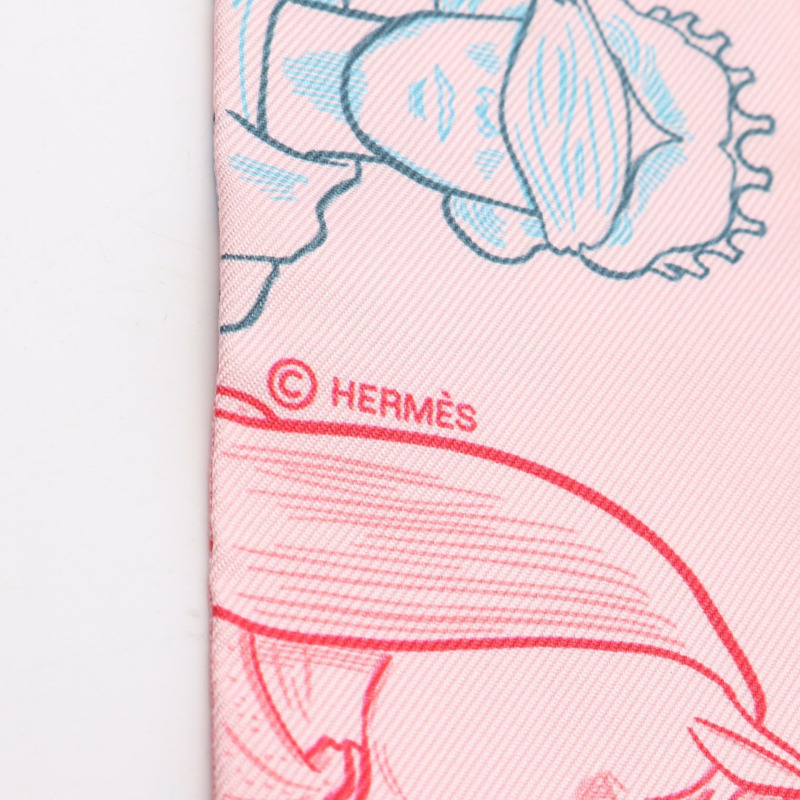 HERMES Twilly DRESS CODE 圍巾 絲綢 粉紅色 多色 二手 女士-1