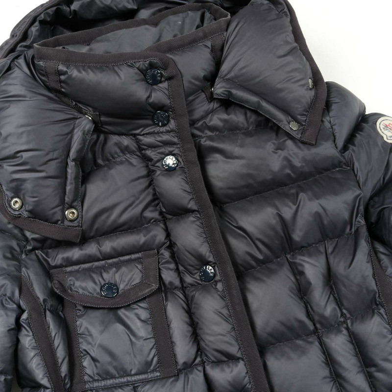 MONCLER HERMINE 羽絨外套 尼龍 海軍藍 二手 女款-14