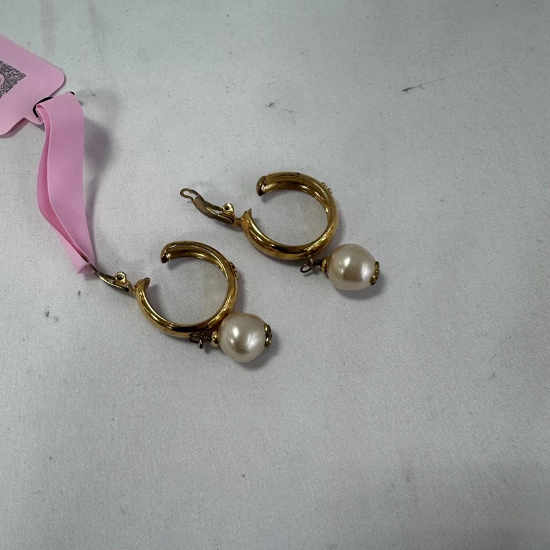 中古的 Chanel vintage 金環金圈 珍珠 耳夾 夾式耳環-8