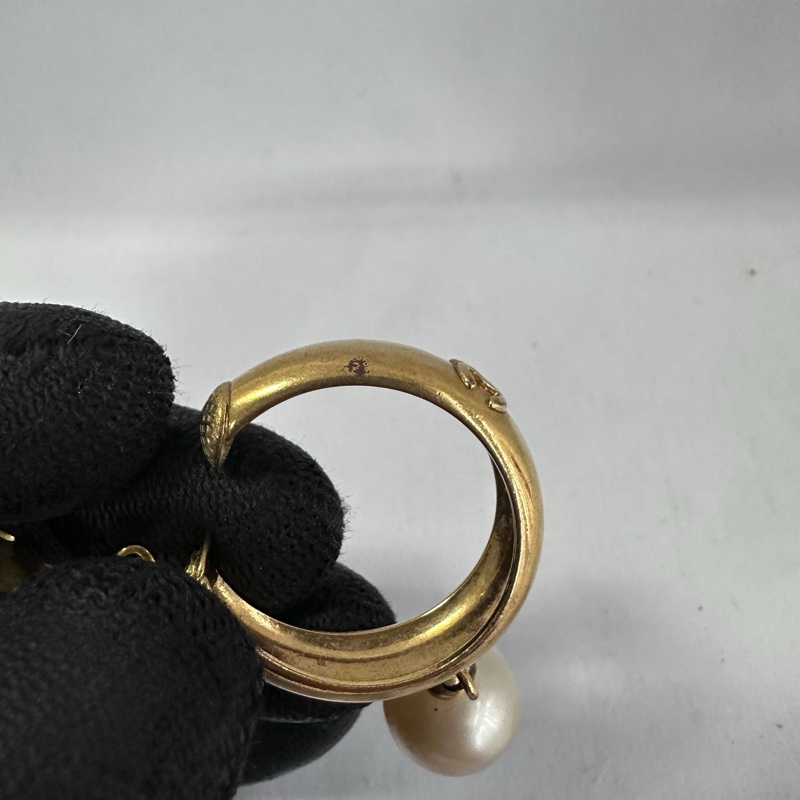 中古的 Chanel vintage 金環金圈 珍珠 耳夾 夾式耳環-9