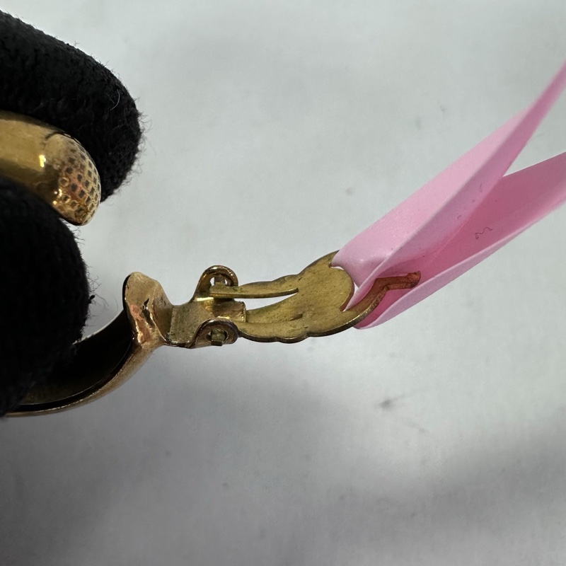 中古的 Chanel vintage 金環金圈 珍珠 耳夾 夾式耳環-13