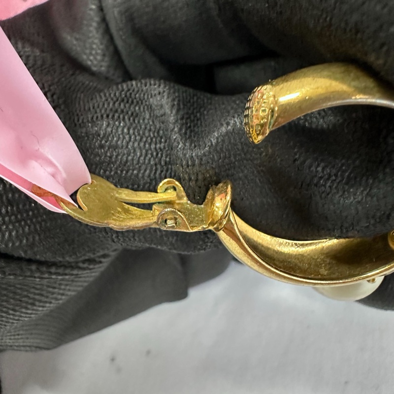 中古的 Chanel vintage 金環金圈 珍珠 耳夾 夾式耳環-14