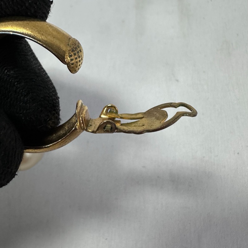中古的 Chanel vintage 金環金圈 珍珠 耳夾 夾式耳環-15