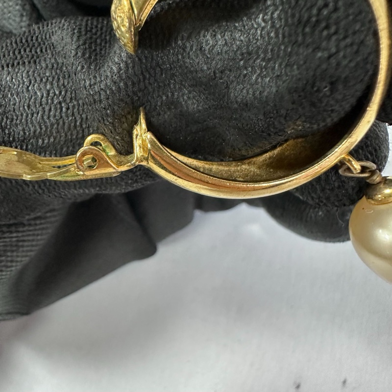 中古的 Chanel vintage 金環金圈 珍珠 耳夾 夾式耳環-16