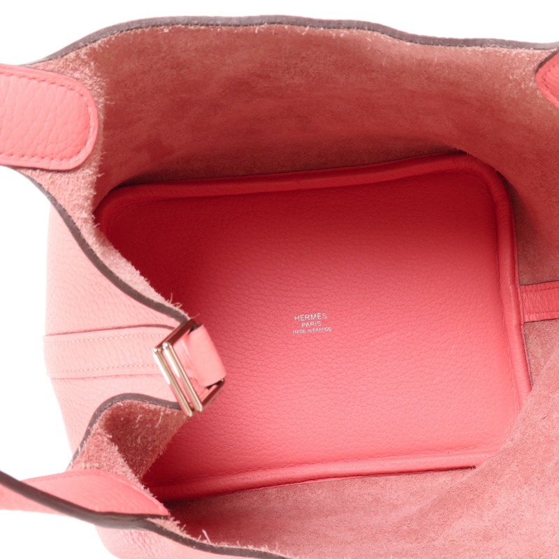 HERMES Clemence皮革Picotin PM銀扣手挽袋Rose Azalee-4