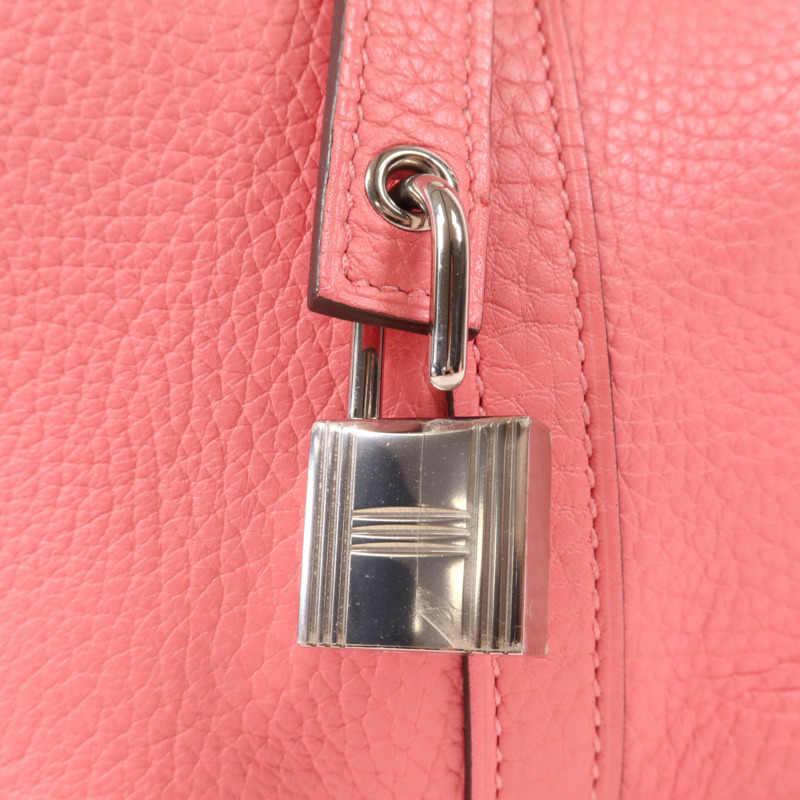 HERMES Clemence皮革Picotin PM銀扣手挽袋Rose Azalee-8