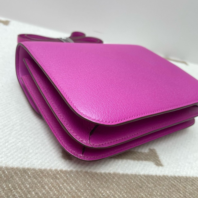 🌈Hermes💜Mini Constance 19💜L3玫瑰紫銀扣🌟99.8新🌟山羊皮🌟-7