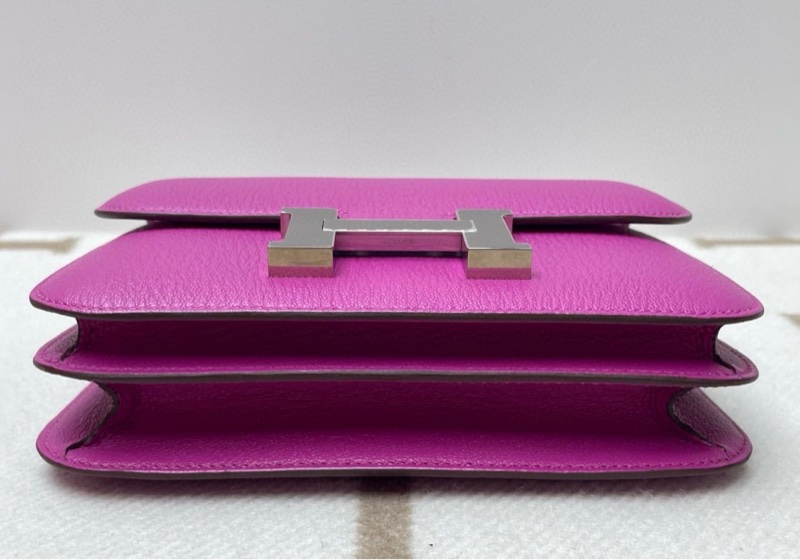 🌈Hermes💜Mini Constance 19💜L3玫瑰紫銀扣🌟99.8新🌟山羊皮🌟-8